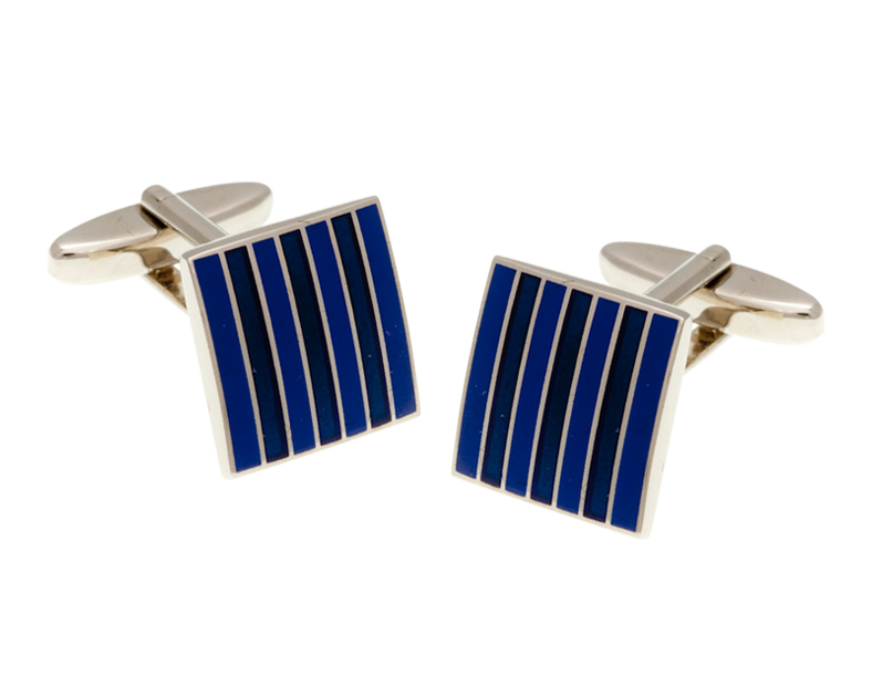 Classic Stripe Navy and Blue Square Cufflinks