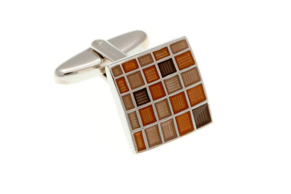 Autumn Multi Square Enamel Plain Metal Enamel Cufflink