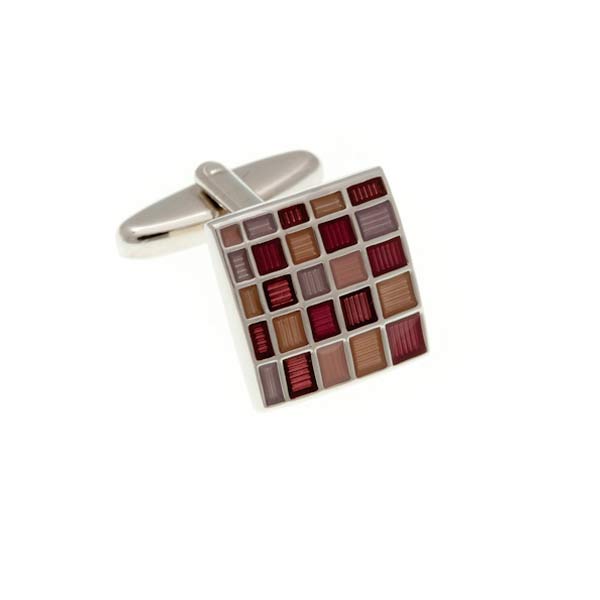 Blush Multi Square Enamel Cufflinks by Elizabeth Parker England