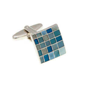 Blue Multi Square Enamel Cufflinks by Elizabeth Parker England