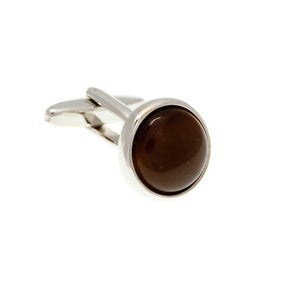 Round Cat's Eye Brown Cufflinks by Elizabeth Parker England