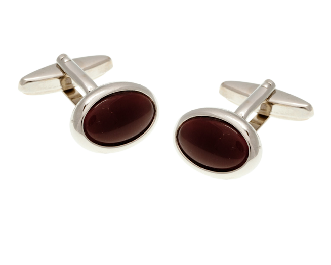 Oval Cat's Eye Purple Cufflinks
