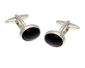 Oval Cat's Eye Navy Blue Cufflinks