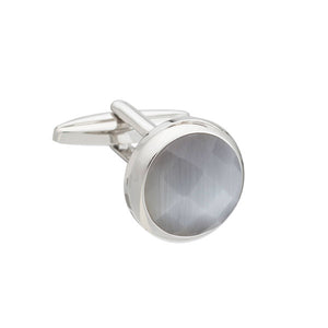 Cats Eye Multi-faceted Light Grey Cufflinks