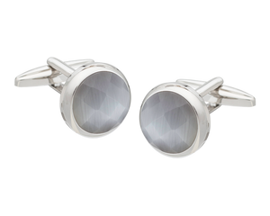 Cats Eye Multi-faceted Light Grey Cufflinks