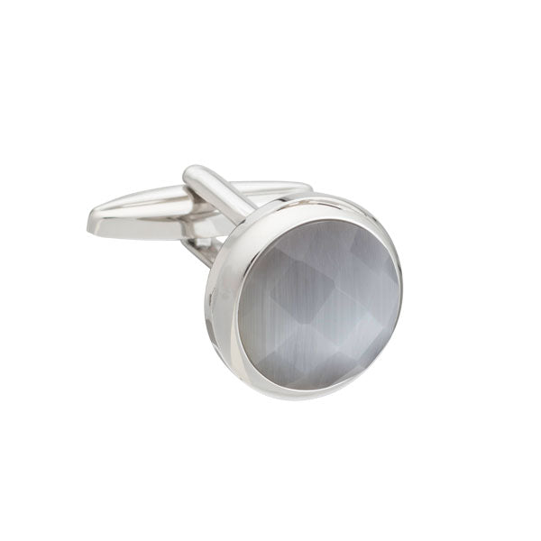 Cats Eye Multi-faceted Light Grey Cufflinks