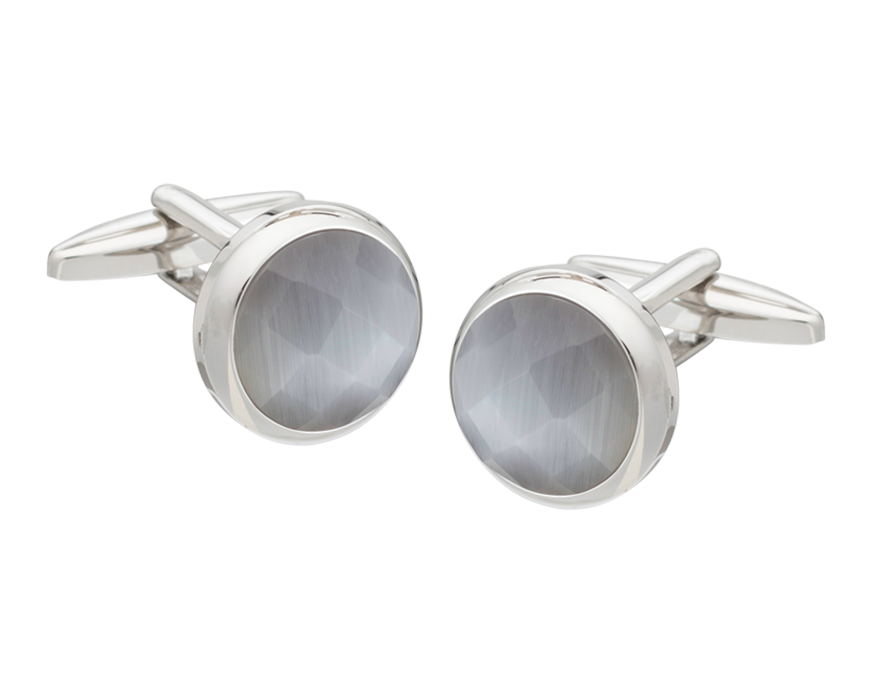 Cats Eye Multi-faceted Light Grey Cufflinks