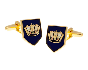 Naval Blue Military Styled Shield Cufflinks