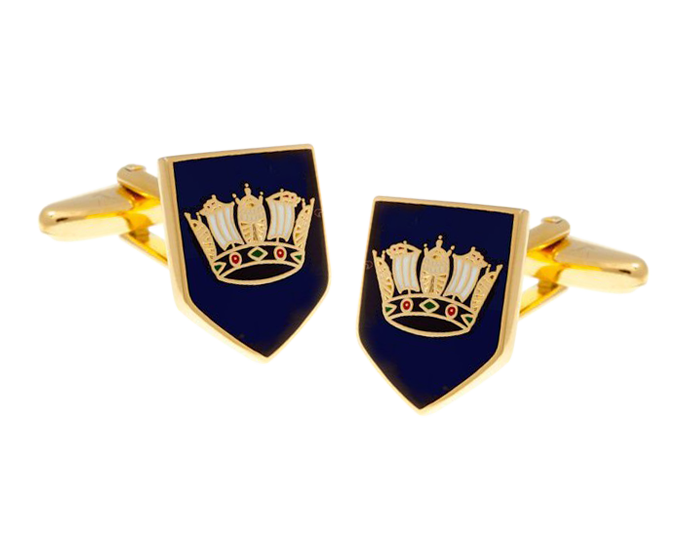 Naval Blue Military Styled Shield Cufflinks