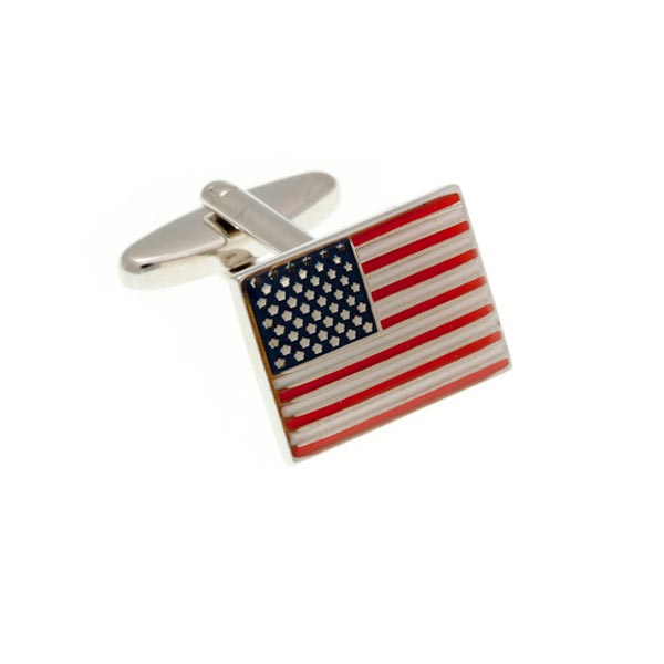American Flag USA Stars and Stripes Red White Blue Enamel Cufflinks by Elizabeth Parker