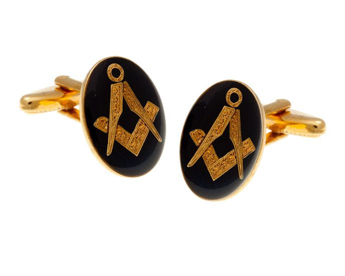 Navy Blue Masonic Oval Cufflinks