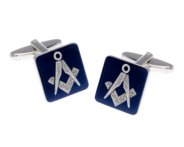 Masonic Square Blue Cufflinks