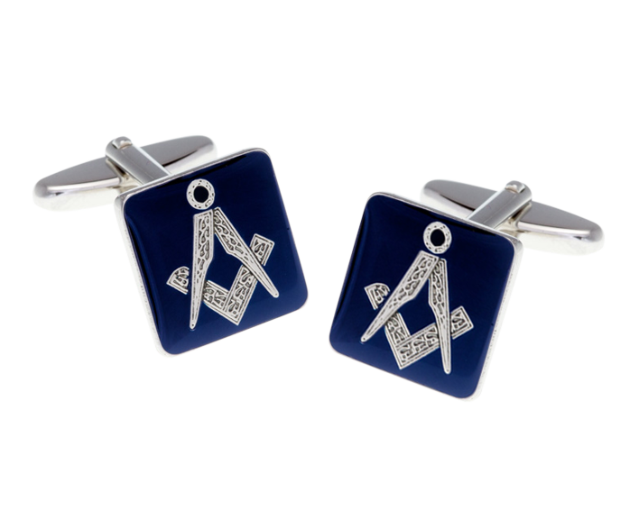 Masonic Square Blue Cufflinks