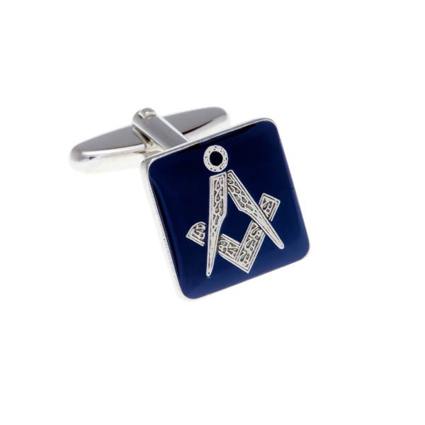 Masonic Square Blue Enamel Cufflinks by Elizabeth Parker England