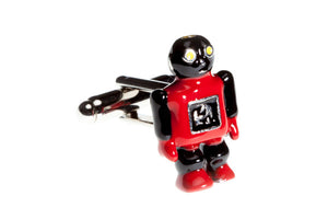 Enamel Red Robot Novelty Cufflinks - by Elizabeth Parker England