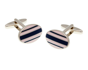 Gentlemen's Stripe Navy Blue & Pink Cufflinks