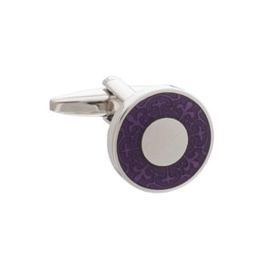 Purple Medieval Fleur De Lys Round Cufflinks by Elizabeth Parker