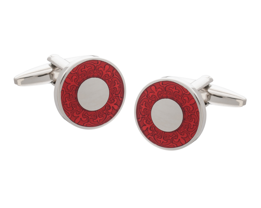 Red Medieval Fleur De Lys Cufflinks