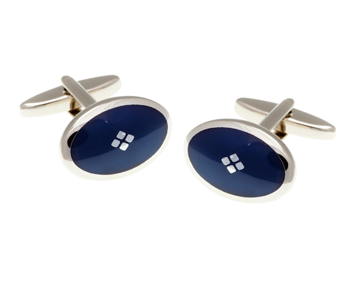 Vintage Diamond Navy Blue Cufflinks