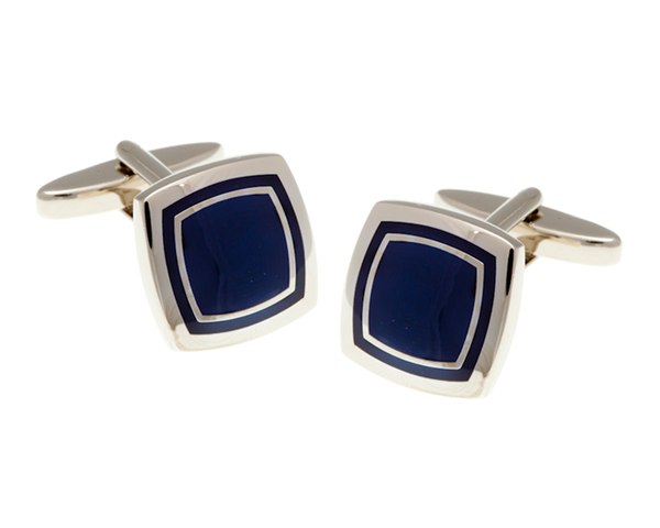 Soft Sided Square Navy Blue Cufflinks