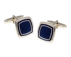 Soft Sided Square Navy Blue Cufflinks