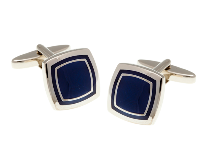 Soft Sided Square Navy Blue Cufflinks