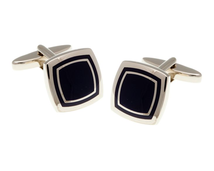 Soft Sided Square Black Cufflinks