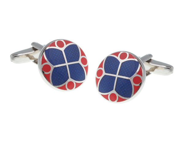 Blue and Red Stained Glass Styled Cufflinks