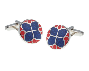 Blue and Red Stained Glass Styled Cufflinks