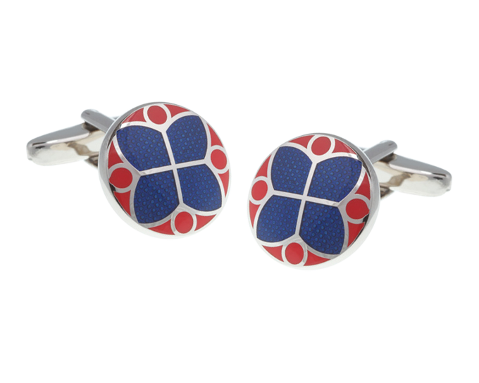 Blue and Red Stained Glass Styled Cufflinks