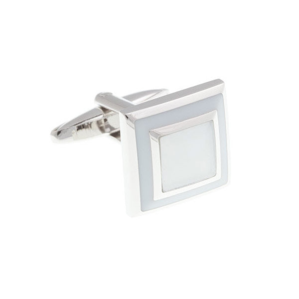 White Square Border Cufflinks by Elizabeth Parker England