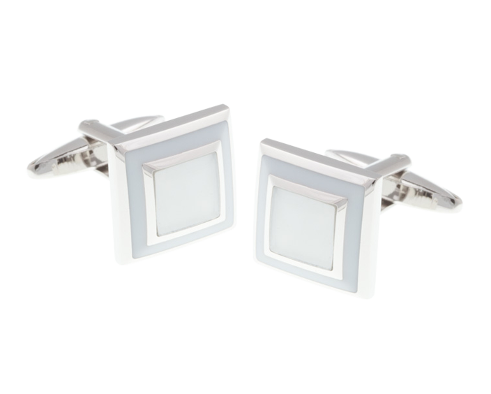 White Square Border Cufflinks