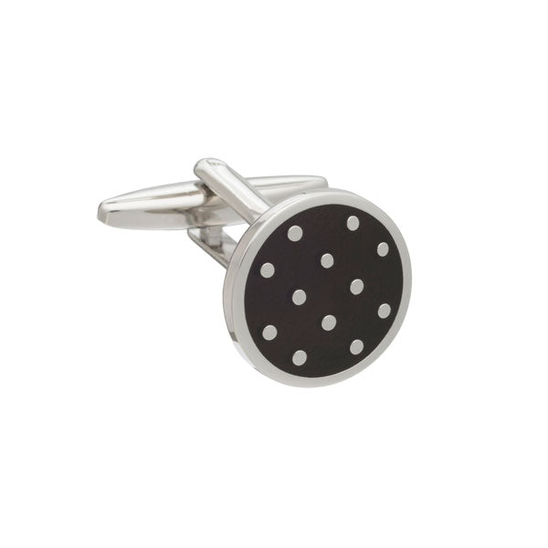 Elizabeth Parker Black Enamel Polka Dot Cufflinks