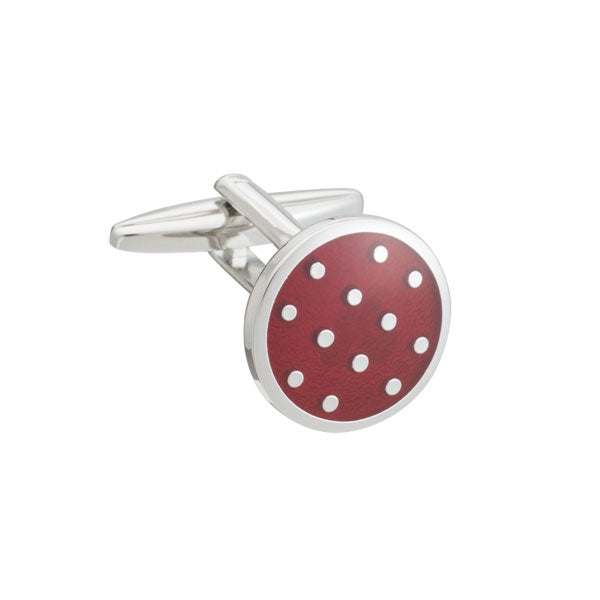 Elizabeth Parker Red Enamel Round Polka Dot Cufflinks