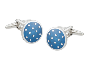 Blue Round Polka Dot Cufflinks