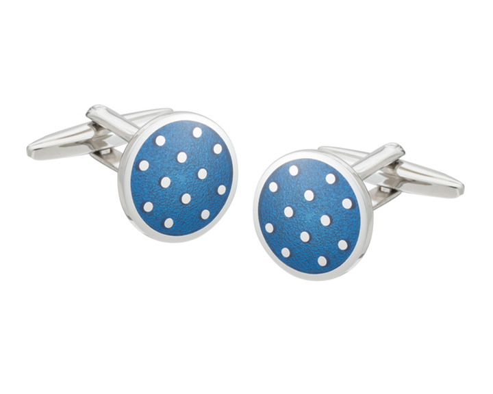 Blue Round Polka Dot Cufflinks