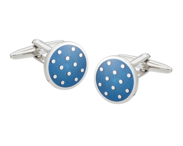 Blue Round Polka Dot Cufflinks