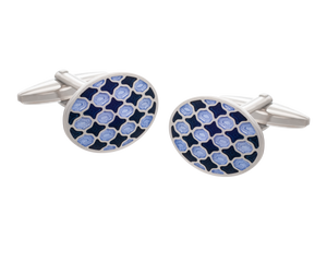 Harlequin Navy and Purple Oval Cufflinks