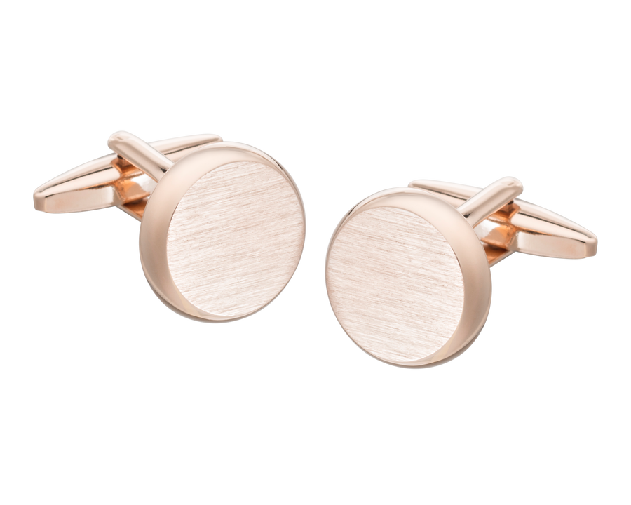 Brushed Rose Gold Smooth 'O' Cufflinks