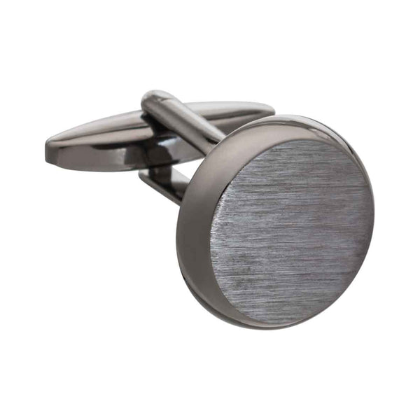 Smooth 'O' Shaped Brushed Gun Metal Cufflinks by Elizabeth Parker