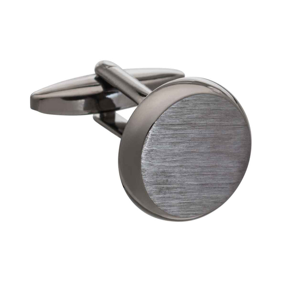 Smooth 'O' Shaped Brushed Gun Metal Cufflinks by Elizabeth Parker