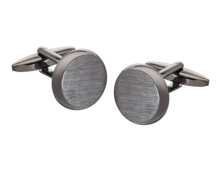 Brushed Gunmetal Smooth 'O' Cufflinks