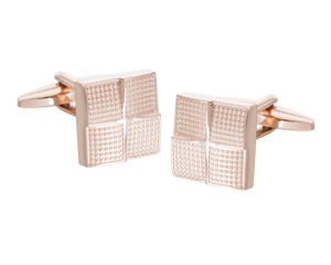 Rose Gold Textured Foursquare Cufflinks