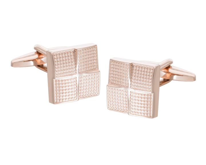Rose Gold Textured Foursquare Cufflinks