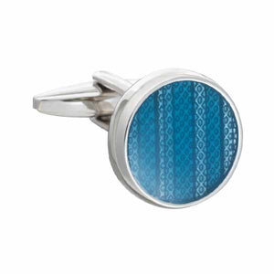 Marvell'O'us Round Blue Enamel Luxury Cufflinks by Elizabeth Parker