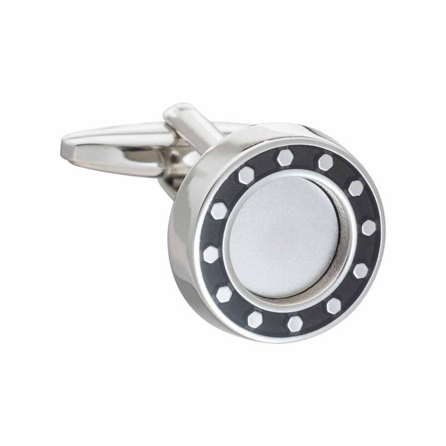 Industrial Core Round Black Cufflinks by Elizabeth Parker