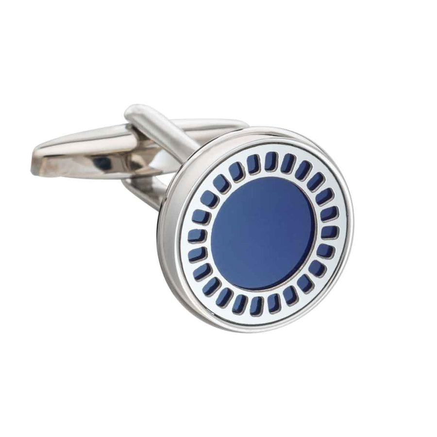 Round Synthetic Lapis Blue Film Reel Cufflinks by Elizabeth Parker