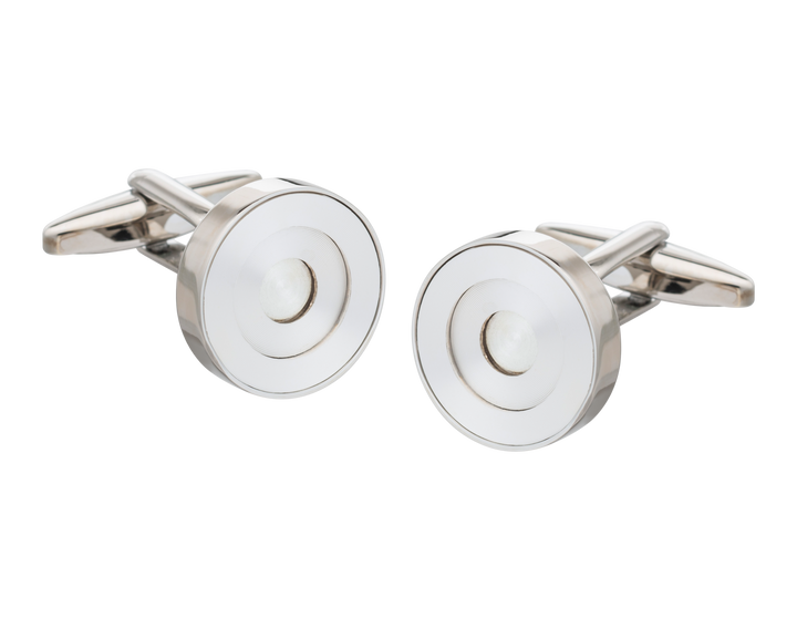 White Concentric Ring Cufflinks