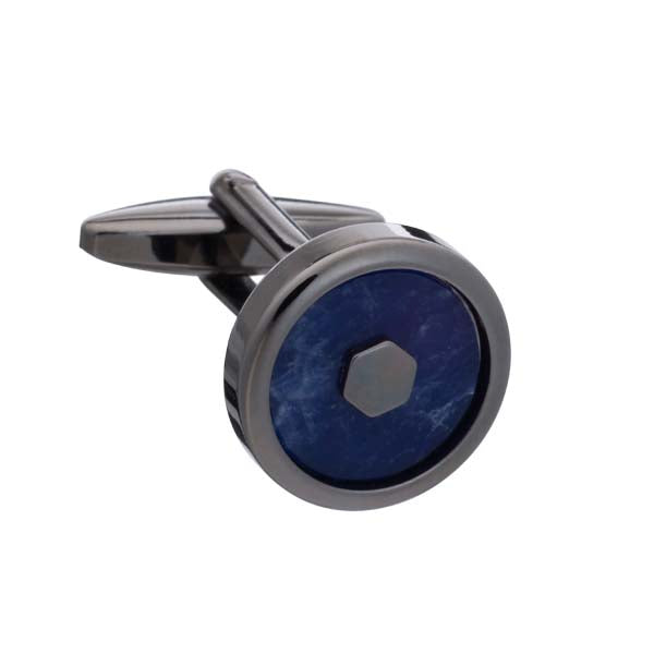 Hexy Middle Sodalite Gunmetal Cufflinks