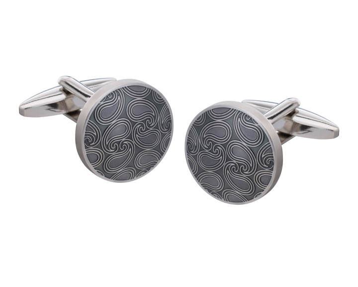 Shades of Grey Paisley Cufflinks